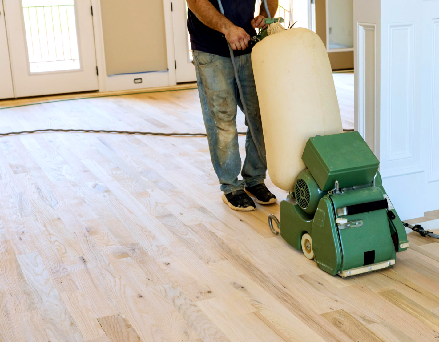 Floor sander in use