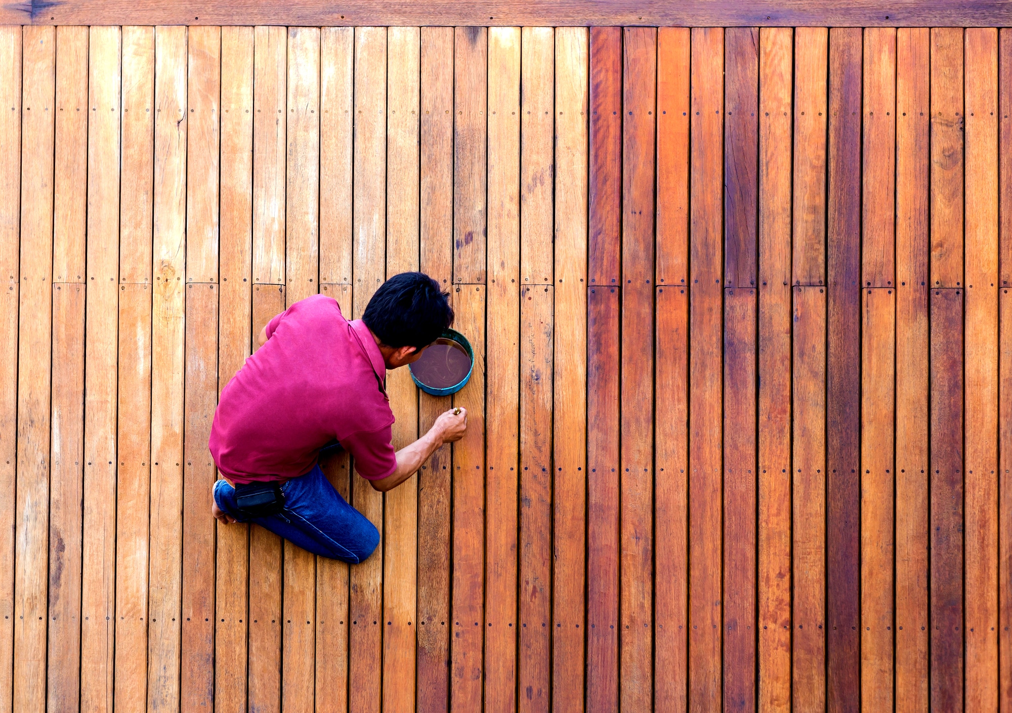 Professional deck staining