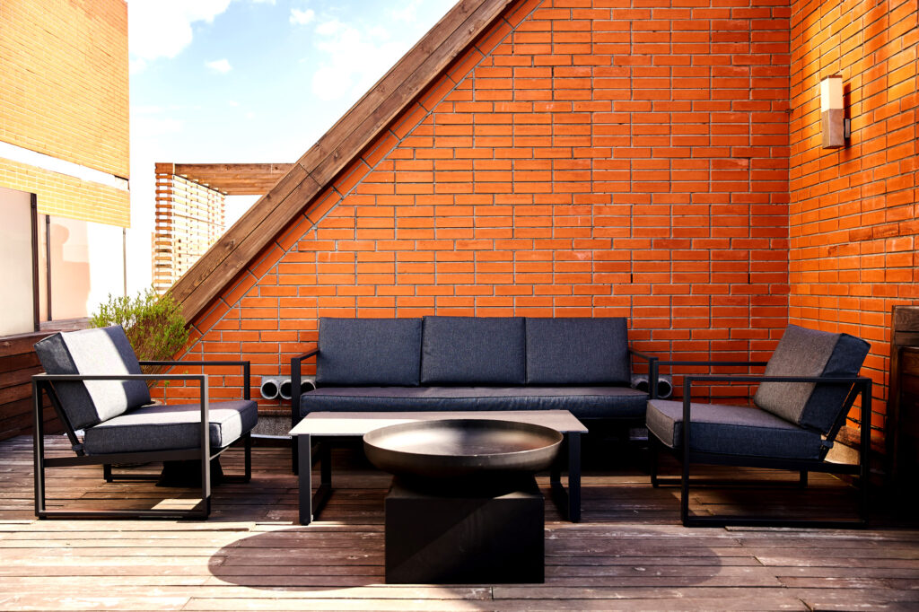 Wooden rooftop deck