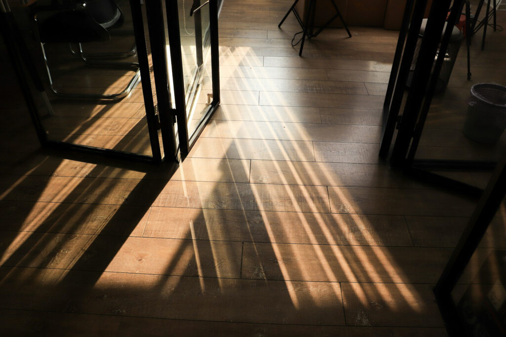 Stained timber floor