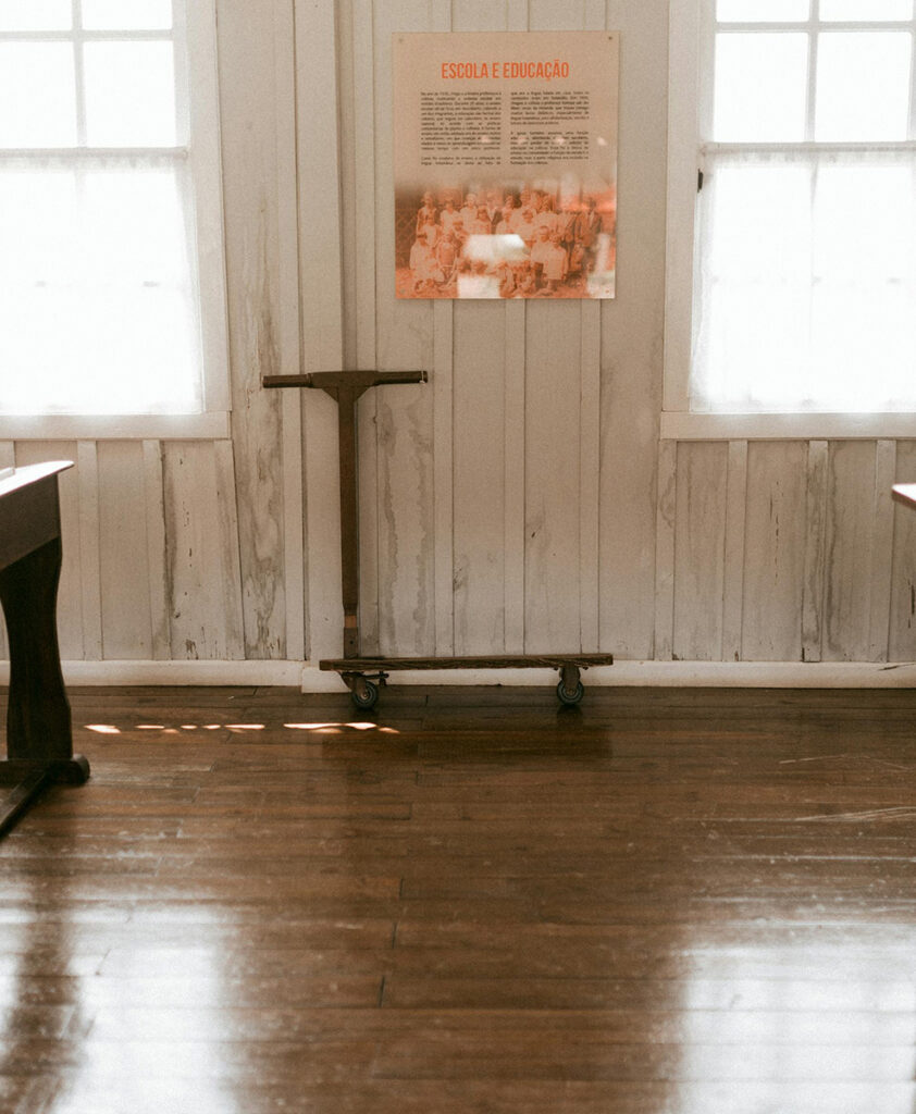 Stained pine floor