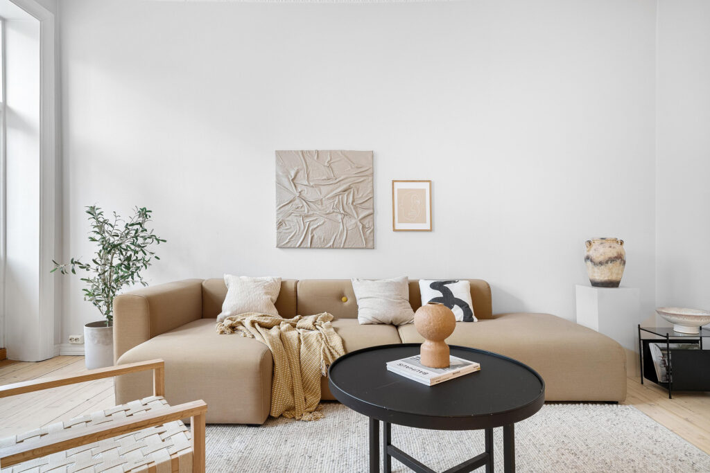 Light timber floors with beige interior