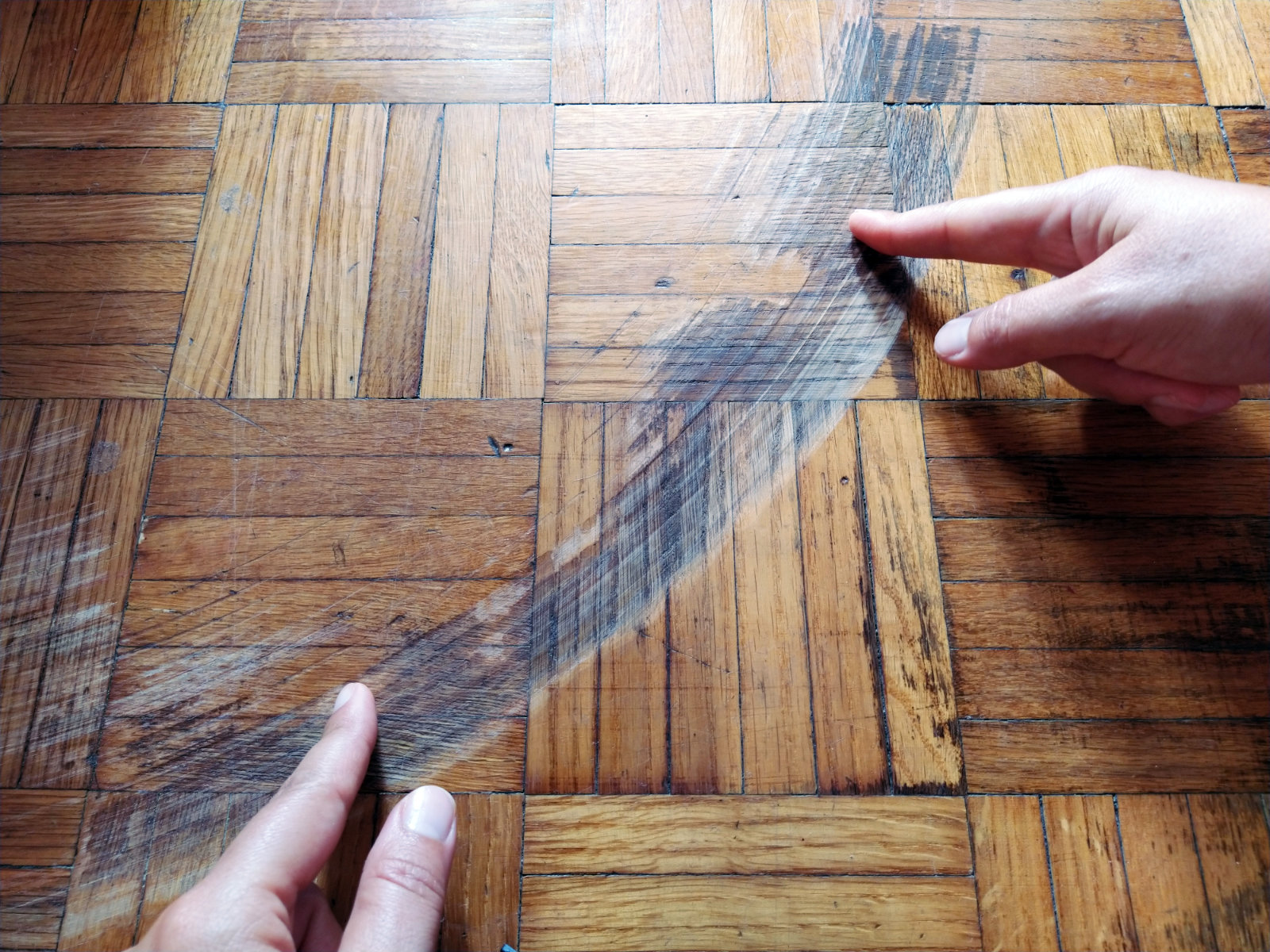Scuff marks on timber floor