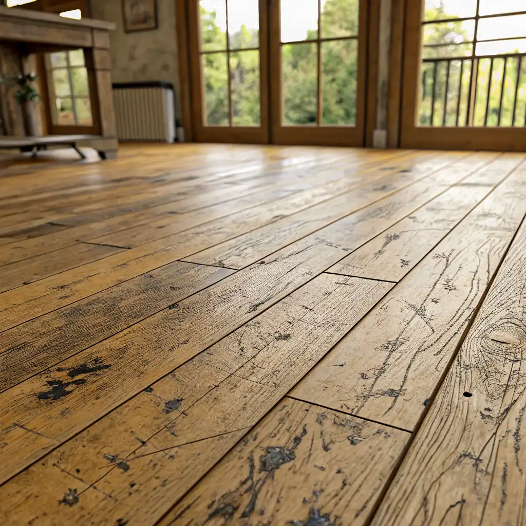 Scratched up hardwood floor