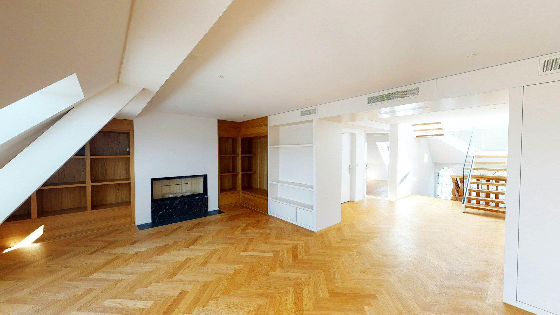 Neutral toned wood flooring