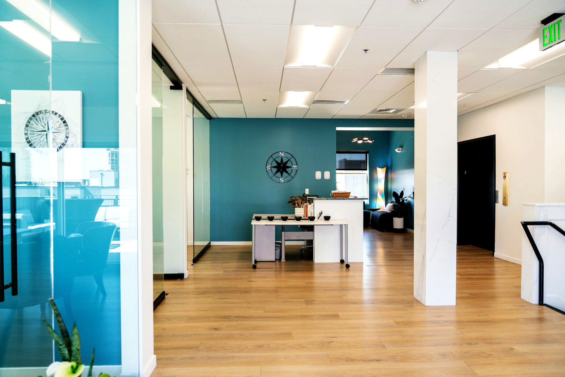 Wooden floors installed in a workspace